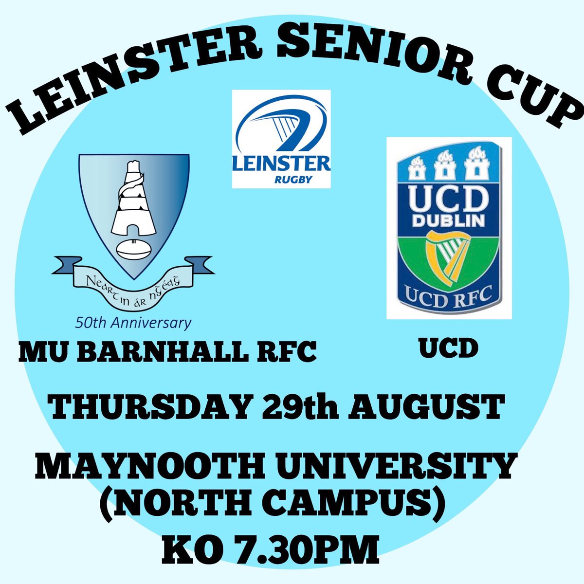 MaynoothRugby's tweet photo. We are back! @mubarnhallrfc face UCD at home this Thursday. Get out and support. #ThePrideThePassionTheBlue #3rdlevelrugby #ThursdayNightLights https://t.co/izInWJPhq3
