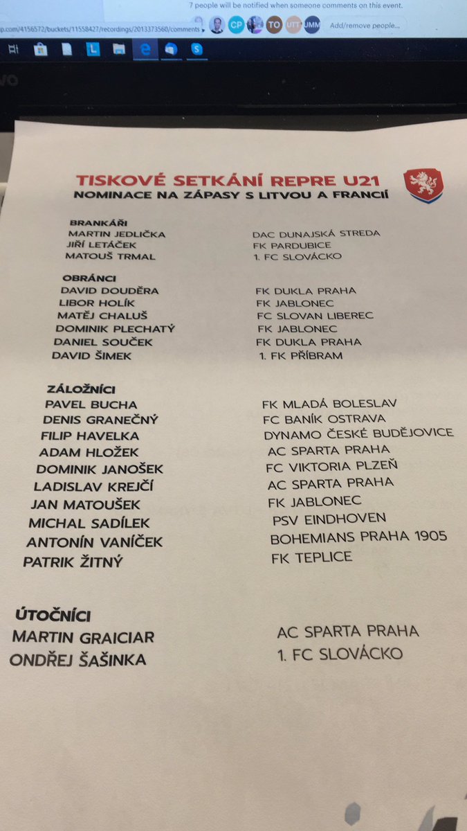 UEFAcomOndrejZ's tweet photo. CZE U21 squad for the qualifier vs Lithuania and friendly in France https://t.co/ZtApmx6iBg
