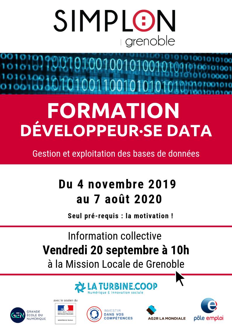 @GrenobleSimplon  sera à la Mission Locale de Grenoble le 20 septembre prochain pour présenter sa formation :

> DEVELOPPEUR-EUSE DATA 💻🕹

Rendez-vous à 10h dans nos locaux !! 😁