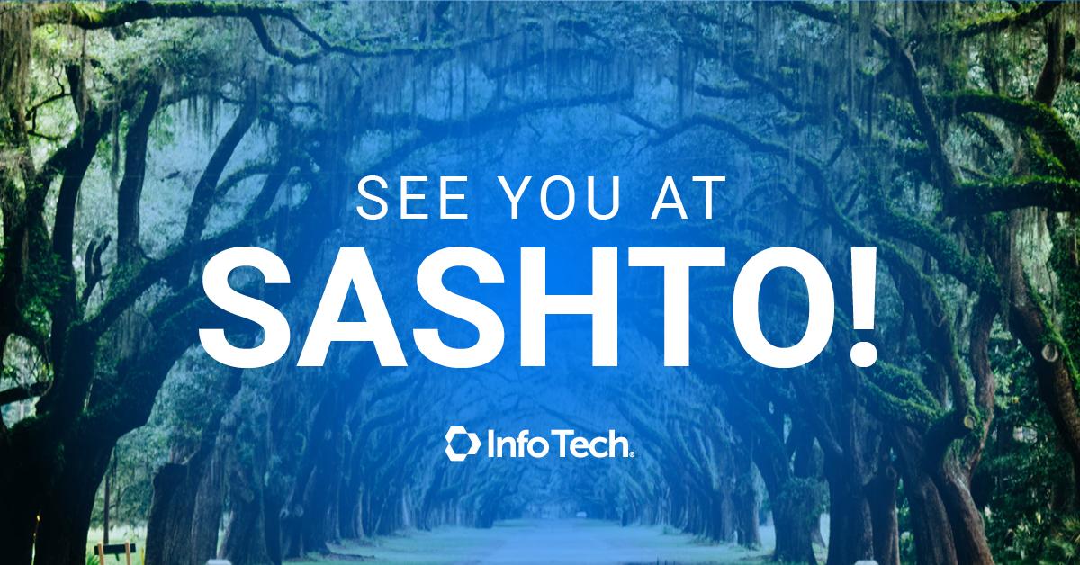 infotechinc's tweet photo. On August 17-20, Ron, Conchi and our very own President of Systems, Will McClave, are heading to Savannah, GA for the 78th Annual #SASHTO Conference. They’ll be hanging out at Booth #60 to discuss #AASHTOWareProject support and #hosting services. Stop by to see us! https://t.co/5CvXw0Yiu8