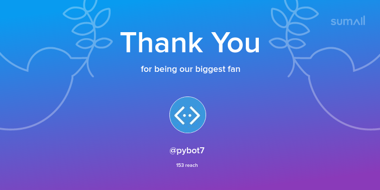 MichelleRagusa's tweet photo. Our biggest fans this week: pybot7. Thank you! via https://t.co/8AgYYPlRfD https://t.co/5iJIGCac9I