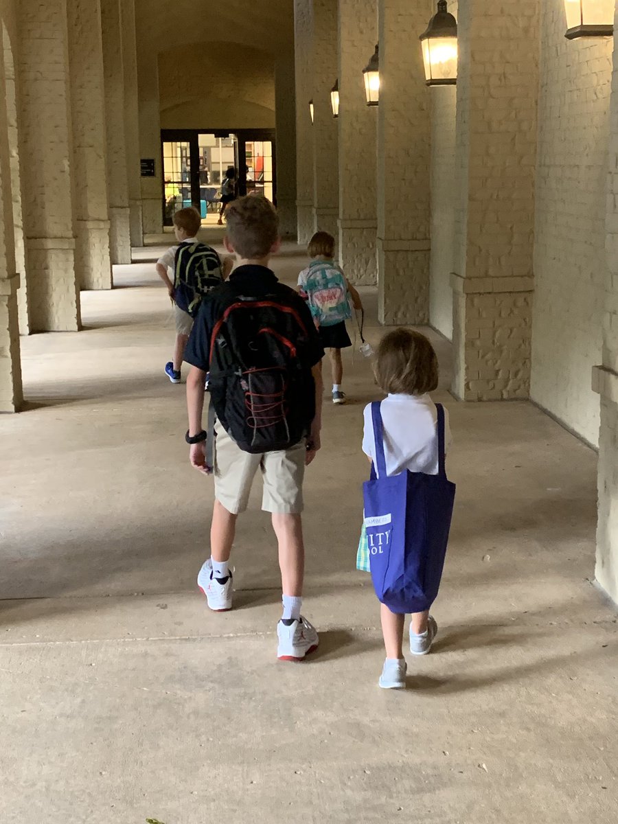 This is Thomas (5th grader) walking in with Thomas (new Pre-K student). This is character, initiative, gentleness, kindness, and leadership all on display on the first day of school. This is <a href="/trinityatl/">Trinity School</a>. #TrinityLearns #DevelopCharacter #FosterConfidence