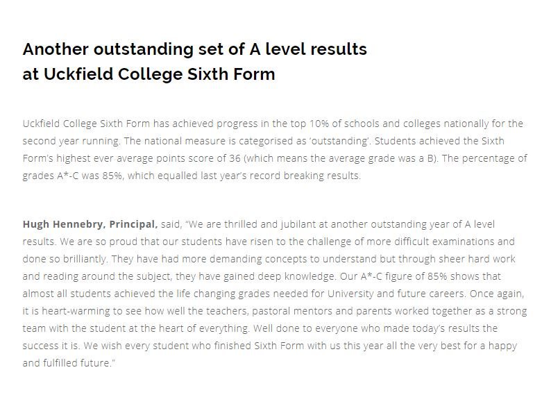 Another fantastic set of results at Uckfield College Sixth Form! Read the full article here: uckfield.college/News_Results_2…
#uckfield #UckfieldCollege #alevelresults2019 #alevelresultsday #alevels2019