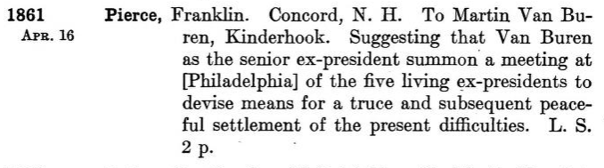 西川秀和 V Twitter これはフランクリン ピアース元大統領が元大統領が5人で集まって南北戦争をどうにしかしようぜ と最年長のヴァン ビューレンに呼びかけた手紙 結局 うまくいってないけど