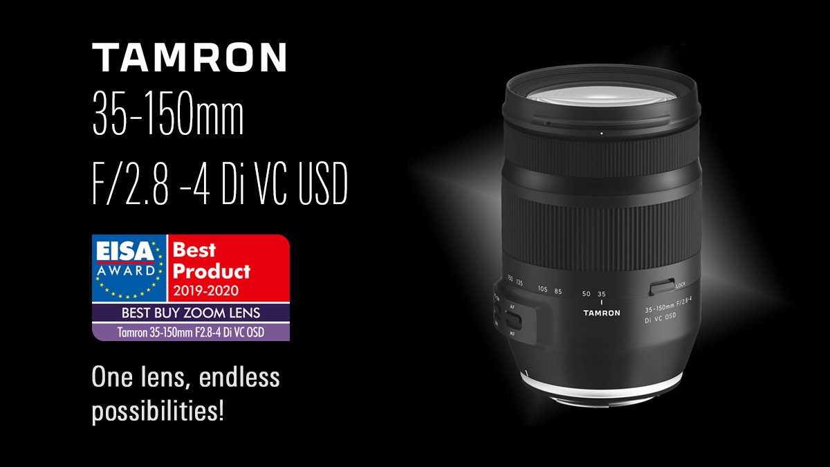 We are delighted to announce the second accolade from (EISA) 🏆 'Best Product' - Best Buy Zoom Lens 2019-2020 was awarded to Tamron's 35--150mm F/2.8-4 Di VC OSD (Model #A043) eisa.eu/awards/tamron-… #Tamron #Tamronlens #EISA #BestProduct #Awards 👏