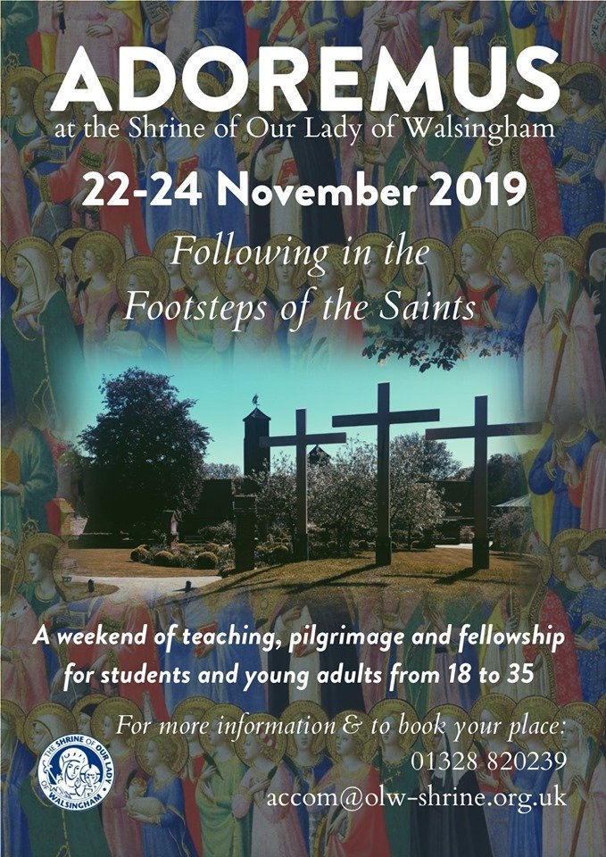 ShrineOLW's tweet photo. Calling all 18-35 year olds!
Do you want to learn more about your faith? Would you like to connect with like minded people of all backgrounds?
Join the Adoremus Pilgrimage in November 2019 for a weekend of prayer, sharing of faith and fellowship at the Shrine of OLW #Adoremus2019 https://t.co/G2epaMOaoH