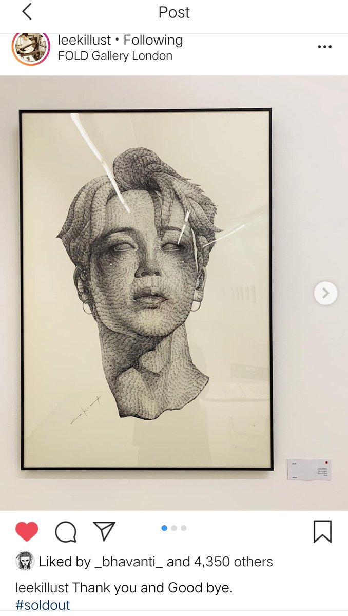 Hearts4Jimin's tweet photo. [#JiminFeatures]
|190815|

Korean Illustrator Lee.K posted his #JIMIN Art on his IG acc. captioned:
"Thank you and Good bye. #soldout"

🔗https://t.co/0ZiXAmhG6w

His Group Exhibition "FOLD Gallery" in London is still on until the 18 Aug
Go see Jimin! ☺

#MTVHottest BTS @BTS_twt https://t.co/Rhb3kRlROs