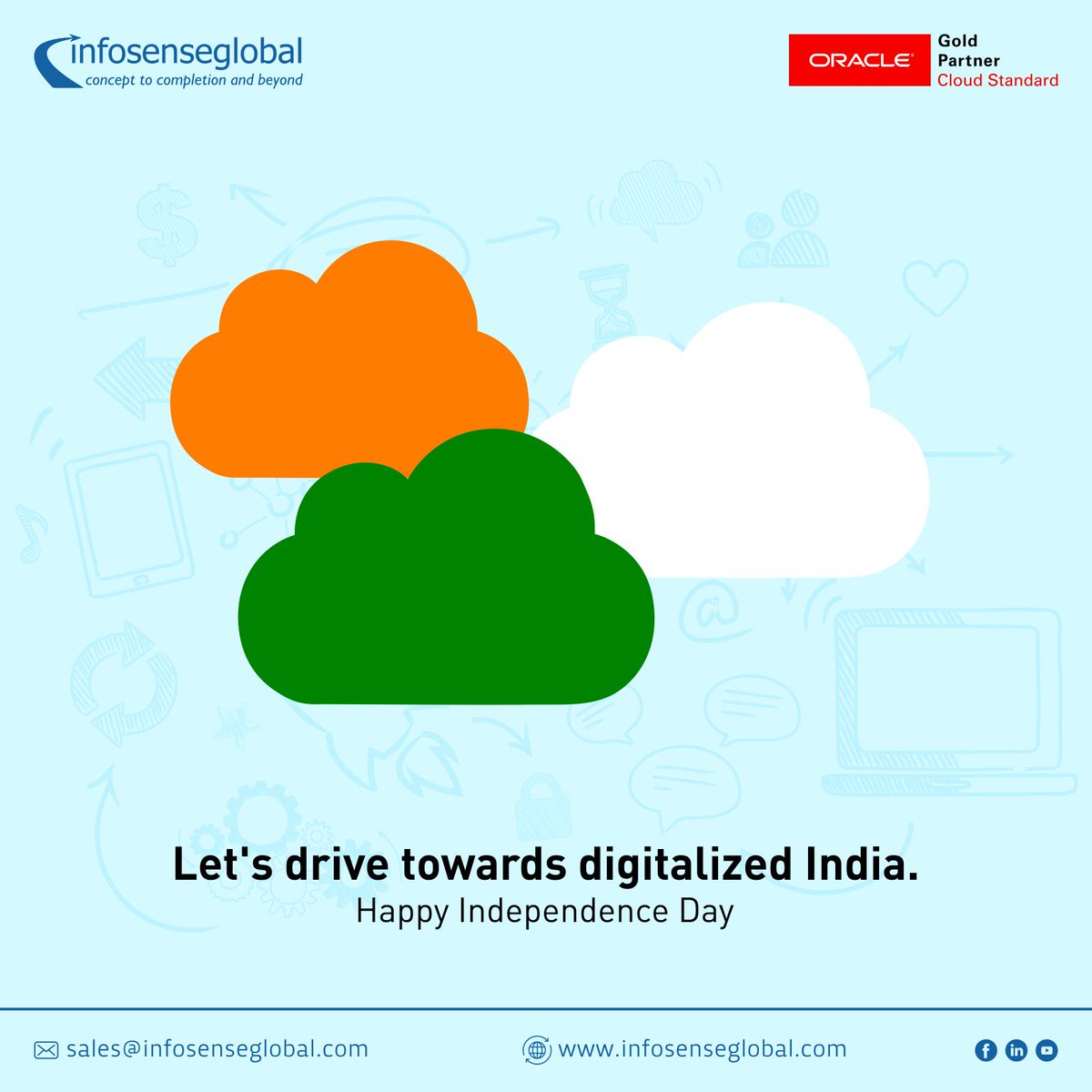 infosenseglobal's tweet photo. Let's drive towards digitalized India. #HappyIndependenceDay #Freedom #15thAugust #73rdIndependenceDay #ISG2020 #Infosenseglobal https://t.co/kh7wKl1sKK