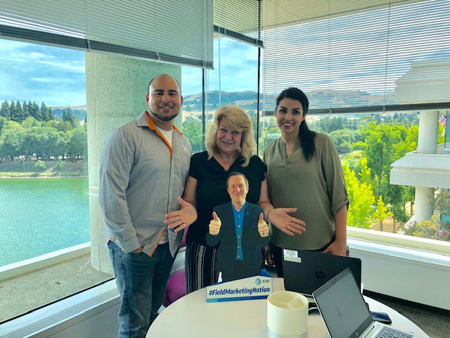 BFM_Westisbest's tweet photo. Walking the halls with Acuff in San Ramon, CA!  Carlos Cardenas &amp; SallyAnn Fleury met with Karla Araujo to collaborate on a plan for CoStar critical data to support our Fiber experts in NorCal. #fieldmarketingnation #TravelingAcuff #attemployee https://t.co/z2tvVMAmcS