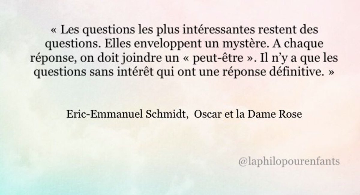 TempsdelaPhilo's tweet photo. De l’importance des questions 🌟 #philosophie #philosophy #p4c #atelierphilo #ericemmanuelschmitt #quote #quotesoftheday #questions #questionswithoutanswers https://t.co/4BE2EqMrhD