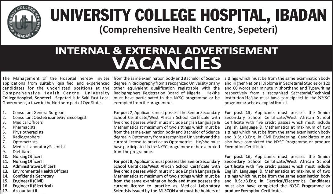 dmightyangel's tweet photo. Kindly go through this UCH vacancies, somebody may need it👇👇 https://t.co/d7rt2HpPP4