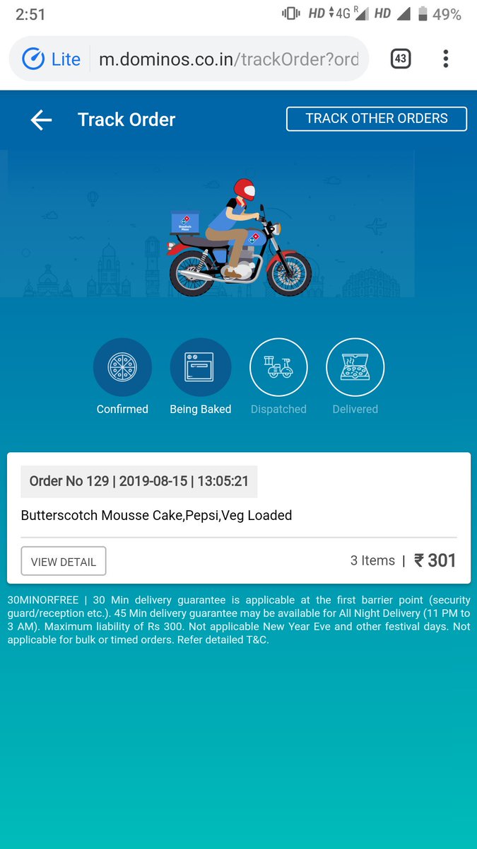 aishashu98's tweet photo. @swiggy_in got some good superpowers as of @dominos says the pizza is getting baked and @swiggy_in says they have delivered the pizza. I don't have any options for cancellation or any point of contact with the delivery guy.😤😤 https://t.co/bO2JOo5TqV