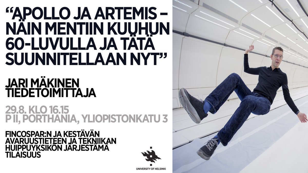 KumpulaScience's tweet photo. Heinäkuussa muisteltiin monin eri tavoin 50 vuotta sitten tapahtunutta ensimmäistä laskeutumista Kuun pinnalle. Miten Kuuhun aikanaan oikein mentiin ja kuinka uudet lennot on tarkoitus tehdä? Tule mukaan kuulemaan aiheesta to 29.8. @jarimakinen @helsinkiuni https://t.co/IMSB9xXNdm