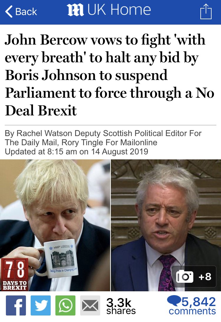 DMReporter's tweet photo. BREXIT: Hilarious! Here’s a whole bunch of Mail readers wishing death upon John Bercow, and a few actually calling for him to be killed. Bless them, they’re so patriotic. https://t.co/fZ1F1nsXnP
