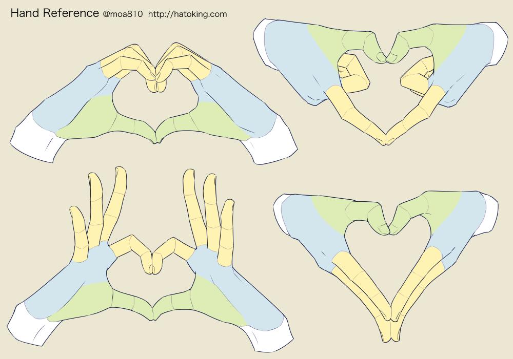 【お知らせ】トレスOKな手のイラスト資料集に「ハート - Heart shape」を追加しました。*Hand refs for artists  http://hatoking.com/journal/4352.html