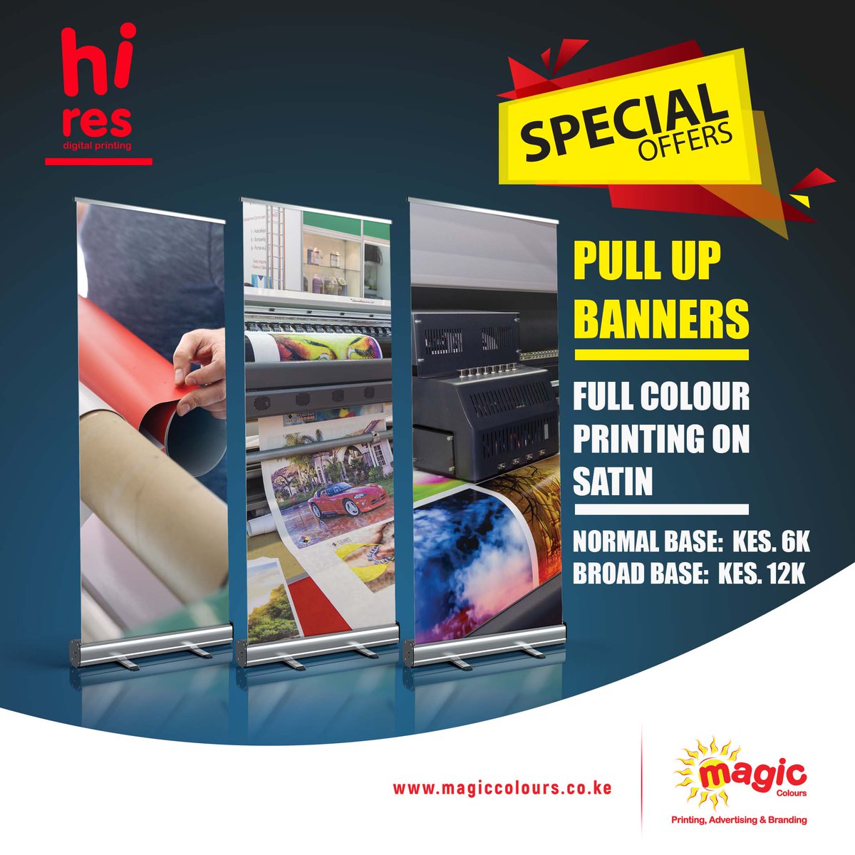 magiccoloursltd's tweet photo. Our Roll Up Banner Stands ensure you’ll make a dramatic impact whether you’re at an exhibition, trade show or in your own premises. Take advantage of our special offer today. Call us now on 0723530926 https://t.co/9DxftYghjx