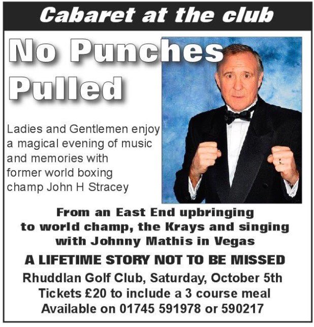 Get in touch to get your tickets for this great event details on the poster