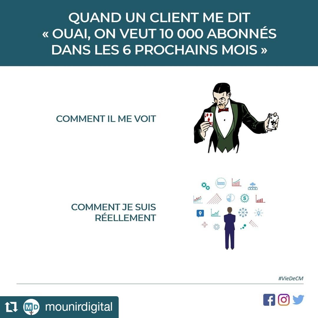 🔄 Repost [ #infographie ] 

NON, le #CM n'est pas un magicien ‼ L'important c'est la qualité des abonnés et non la quantité ☝️

#DigitalMarketing #CommunityManager #socialmediamarketing #MarketingStrategy #marketing #contentmarketing #flashtweet #PleaseRT
