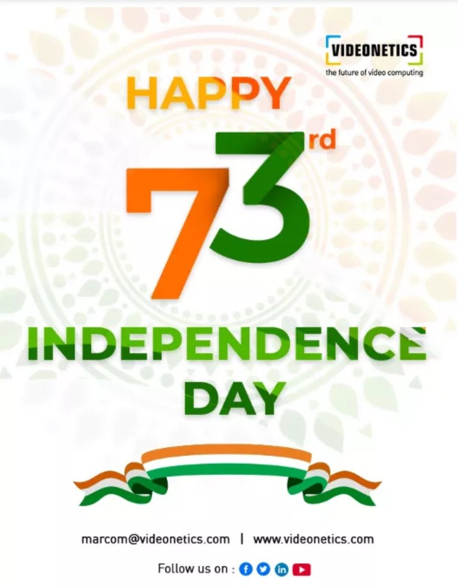videonetics's tweet photo. Videonetics Salutes National Heroes on 73rd Independence Day of India.
#IndependenceDay2019 #JaiHind #teamvideonetics https://t.co/4wgoIqIVeJ