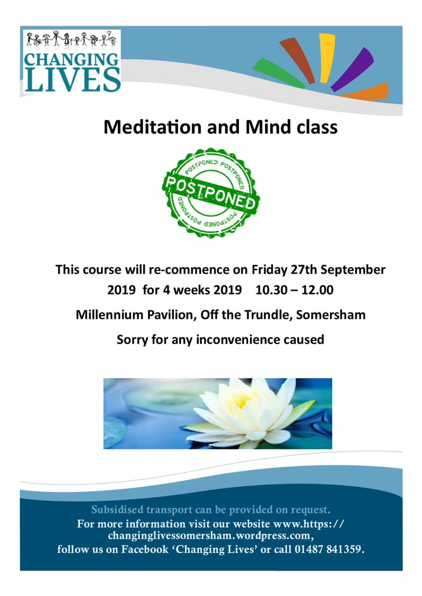 Changing1Lives's tweet photo. Meditation Class postponed https://t.co/UPXQhj4l8l https://t.co/9hVPKgTq7f