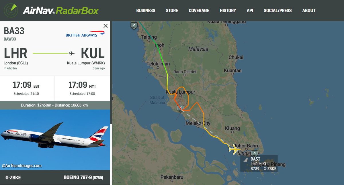 airlivenet's tweet photo. LIVE @British_Airways #BA33 is declaring an emergency on approach to Kuala Lumpur https://t.co/c9CoHQpLoc https://t.co/wyaauLfwBz