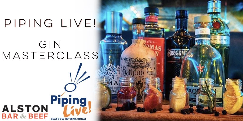 alstonglasgow's tweet photo. Today our lovely Sarah&Michael will be hosting a #GinMasterclass at @GlasgowPiping!
Learn all things gin: the history, the perfect garnishes & mixers, the new trends & movements in gin.
Piping Live! ticket holders will receive 10% off of the A La Carte menu, don’t miss out!🍸🏴 https://t.co/dztXgO1N4Q