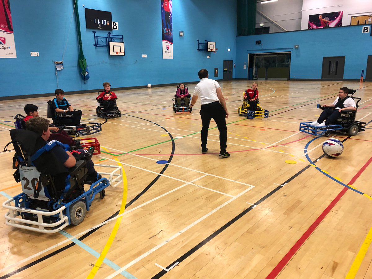 The_WFA's tweet photo. Coaching today led by @7oaksPFC’s Head Coach @Adam_EPFA and @LeedsPFC’s Paul Gorman ⚽️

#PowerchairFootball https://t.co/RyZ1lFrqxG