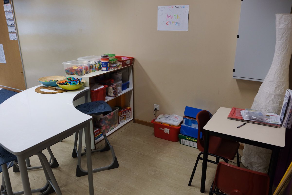 CMMorton's tweet photo. Ss effectively planned and physically created their learning space on the first day. Accepting the boardroom-like table arrangement is hard but I love the maths corner (most importantly the kids do too!) #ibpyp #studentagency #pypchat #cisprimary https://t.co/ynP2x2EO7K