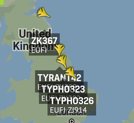 is_keelu's tweet photo. 4× Royal Air Force 
Eurofighter Typhoon's (Fgr4)
Spotted over the #UnitedKingdom 

#ZK367 #43C795 
#WD000013 #43C7A6
#TYPHO326 #43C494
#TYPHO323 #43CB0B

#FighterJets #JetFighters #Jets #Warplanes #Planespotting #Planespotter #aviation #militaryaviation https://t.co/TRsd4aKUYK