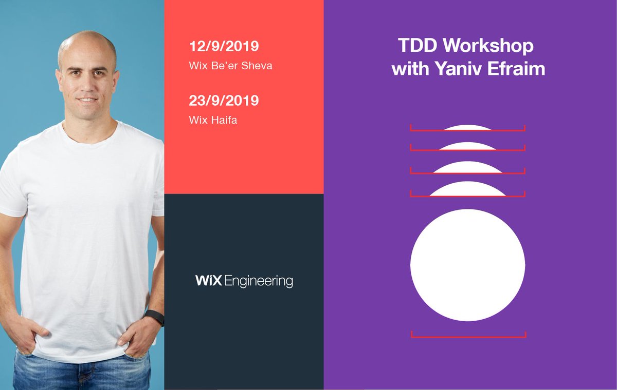 WixEng's tweet photo. Learning to #TDD within your #React applications. Join our upcoming, hands-on workshops with @yanivef: 
* Sep 12 - Bee'r-Sheva 
* Sep 23 - Haifa 

Full details and registration: 
https://t.co/mG2sKq3Nm4 https://t.co/WY7msgHr6W