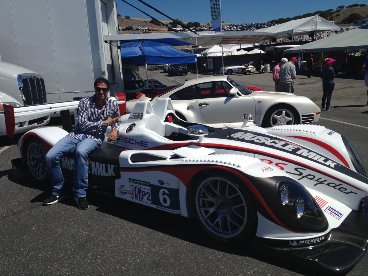 MikeRDM's tweet photo. #tbt 2013 Lux catching up with an old friend at Monterey Motorsport Reunion, Laguna Seca. Having been an integral part of the development of the @Porsche RS Spyder fair to say @lucasluhr has a soft spot for these mighty cars #Porsche #rsspyder #MontereyCarWeek #mmpr #musclemilk https://t.co/RxRaauPkf8