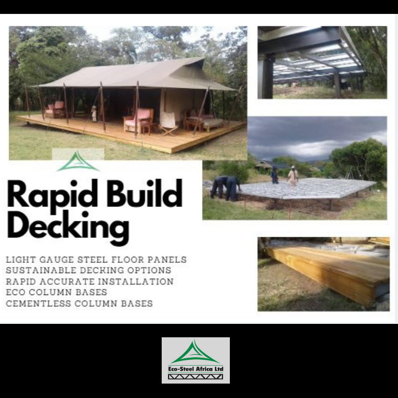 ecosteelafrica's tweet photo. Need fast accurate #deck options for your #camp, home or #lodge, we can help.
#RapidBuildSolutions #tent #LightGaugeSteel #LGS #EcoSteel #Africa #Kenya #BuildKenya https://t.co/n1qRXi9eWw