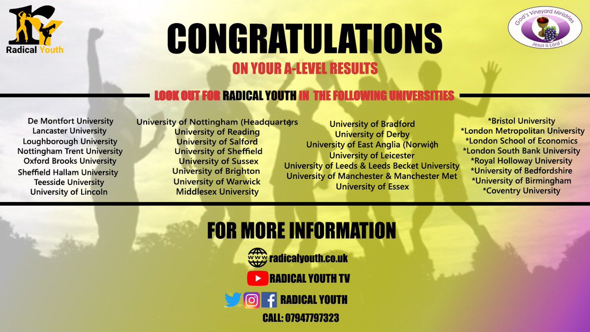RadicalYouthHQ's tweet photo. Want to find a radical youth? Below is a list of universities we are currently in !! https://t.co/E8PNL2Tes7