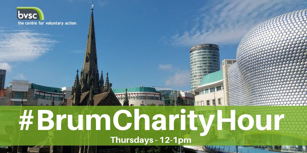 Don't miss this great opportunity to share your events, training, #volunteering opportunities and more during #BrumCharityHour today 12-1pm! 😊