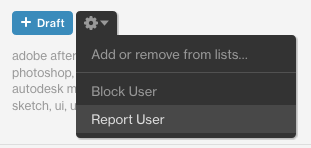 stefan_eckstein's tweet photo. @dribbble Seems like the report tool in the prospect list isn't working properly. Same function on profile opens modal with description input. https://t.co/P6An0YHW78