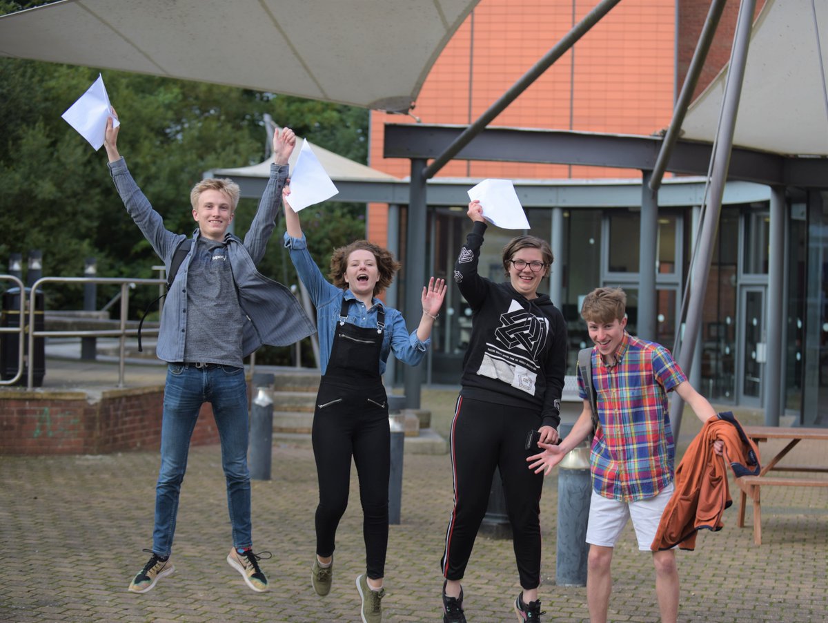 ExeterCollege's tweet photo. #alevelresults2019 is such an inspirational day and one of our favourites of the college year - we love seeing our students collect their results and be able to start the next chapter in their life. #ExeCollProud https://t.co/l3xuNYR204