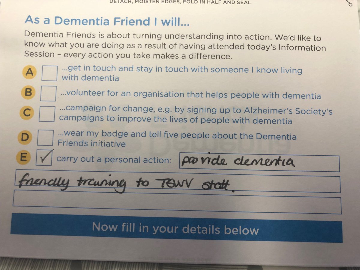 amandadavison's tweet photo. Dementia friends champion today pledging to provide Dementia friends sessions to MHSOP Teesside teams this year ......⁦@TEWV⁩ ⁦@EmmaTho51468362⁩ ⁦@psychinformatic⁩ ⁦@DementiaFriends⁩ ⁦@DFONorthEast⁩ ⁦@CLaverick87⁩ #PICLS https://t.co/BR6gisr1db