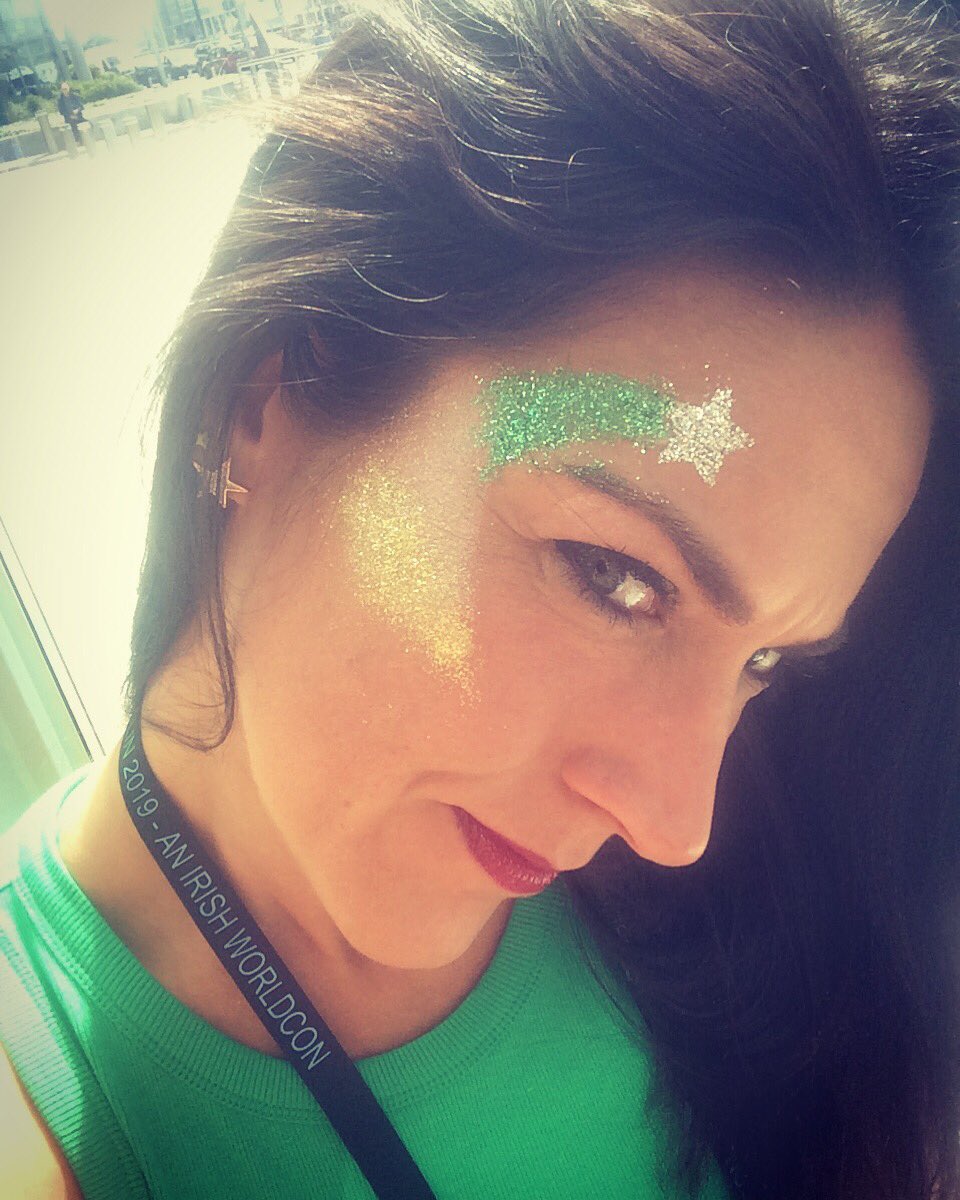 Megintransition's tweet photo. On brand and on theme: @Dublin2019 we are good to launch #irishworldcon #glitter https://t.co/D1BRFryuX1