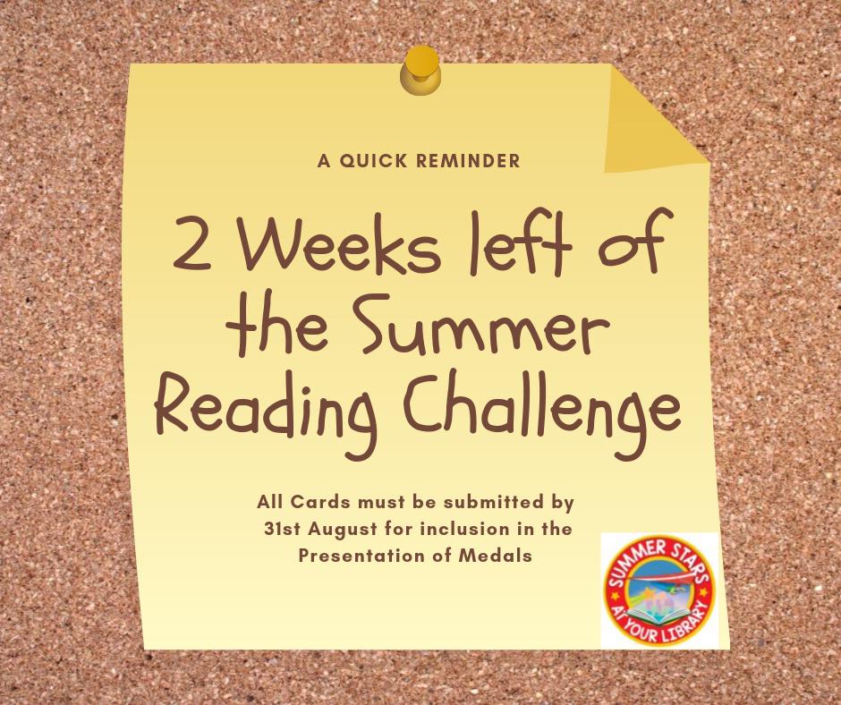 We're nearly there!  300 Children are taking part in this years challenge to read up to 8 Books over the Summer Holidays and many have already surpassed that number! #SummerStars