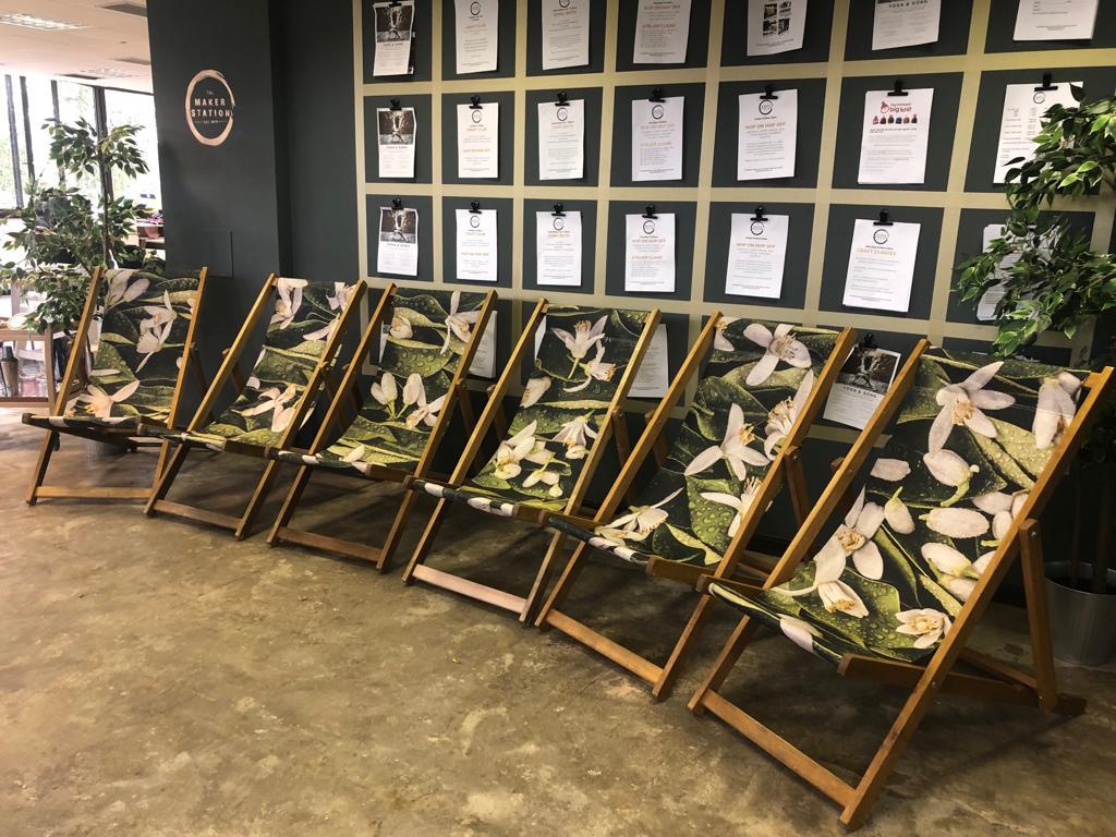 maker_station's tweet image. How beautiful are these deck chairs that we made for a restaurant. Absolutely adore this @babylonstoren linen #makergonnamake #makecraftcreate #makerspace #makers #deckchairs #linen #handmade #handcraft #handmade #upcycle #upcycledfurniture #upholstery #tw8 #handmade #hounslow