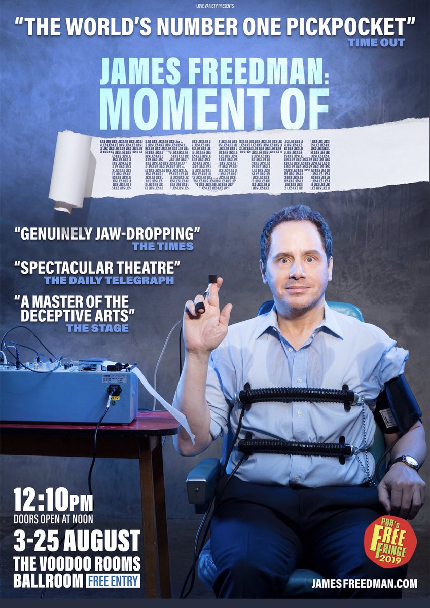 jonculshaw's tweet photo. This is a jaw dropper of a show from @jamesfreedman, as the poster description says.. Intriguing and insightful into how our information can be obtained and exploited. Helps us be on our guard. Presented with great humour and entertainment. #edfringe2019 https://t.co/ETh0GvwfOB