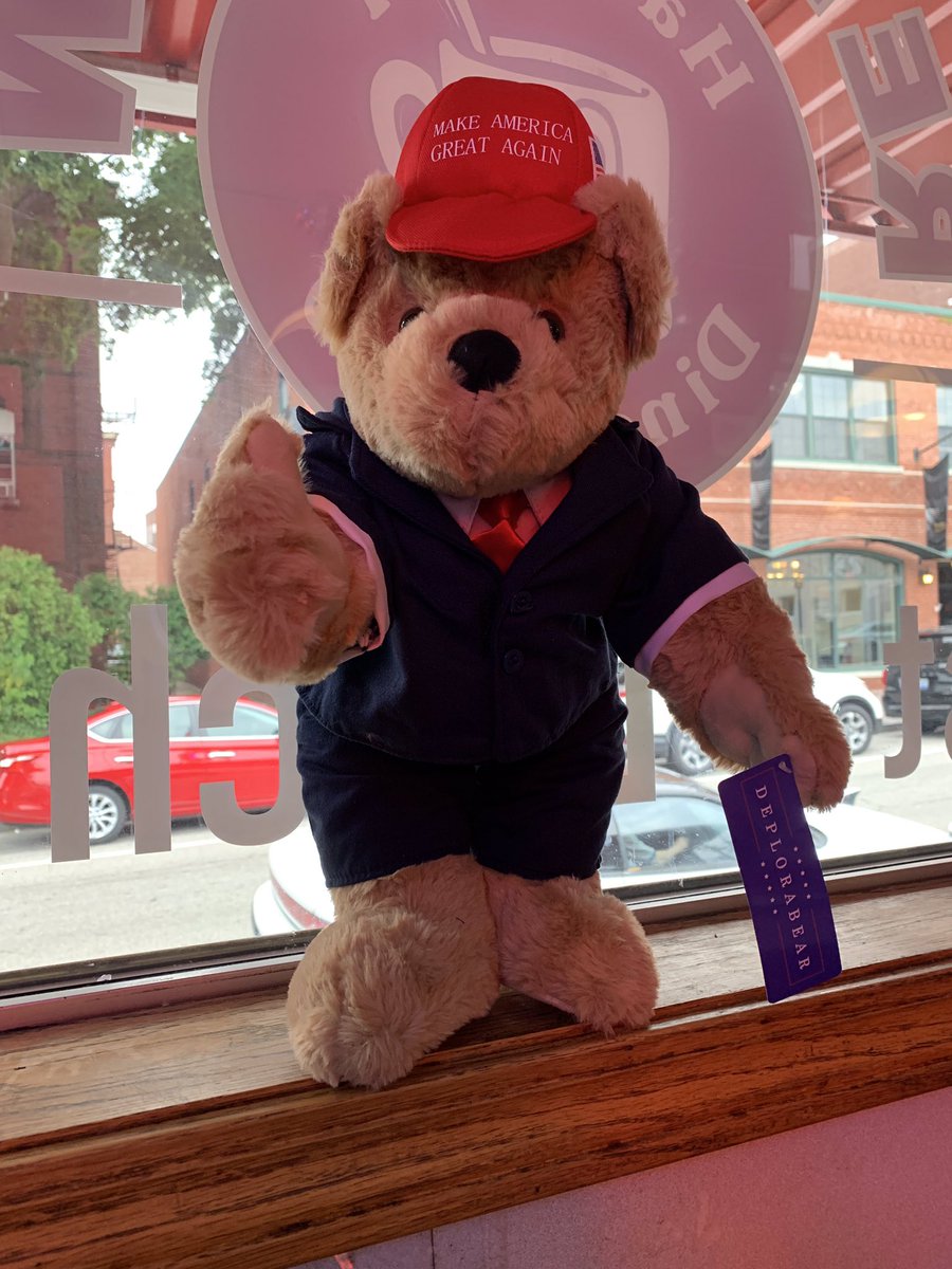 jfradioshow's tweet photo. Hey check out @RealDeplorabear and order you one today! #TheRedArrow Diner guest Chris Arms just gave me mine. Thank you Chris. Elaine and I are taking your calls this morning. 888-480-5656 Text 757-692-1710. #GodzillaOfTruth https://t.co/tcgpTQNB0g