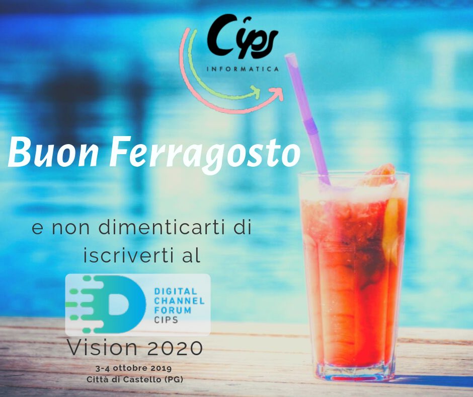 CipsInformatica's tweet image. Un buon Ferragosto da tutto lo staff di CIPS informatica!
Ci vediamo presto a Città di Castello
#cipsinformatica
#digitalchannelforum