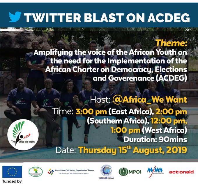 Global Platform Uganda (<a href="/global_uganda/">Global Platform Uganda</a>) Tweeted:
Join the Twitter Blast on the African Charter on Democracy,Elections and Governance (ACDEG)
#youth4acdeg #youthspeaks  (x.com/global_uganda/…)
