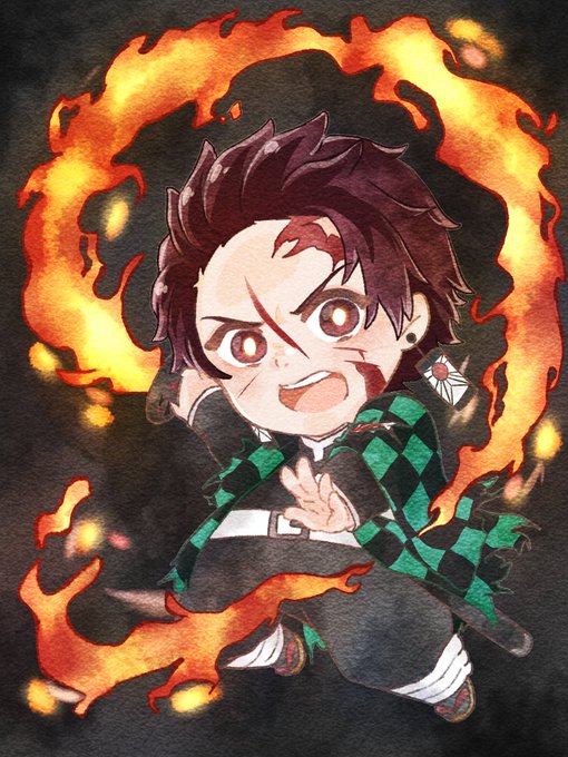 むぎさんがTwitterに投稿した竈門炭治郎(鬼滅の刃)のイラスト。