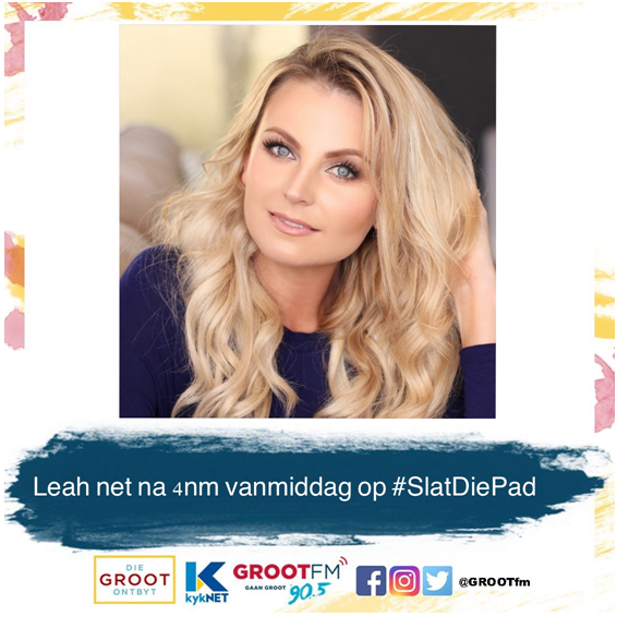GrootFM's tweet photo. @LeahMusiekSA kom kuier vanmiddag net na 4nm op #SlatDiePad by @RubenDelmage om te gesels oor haar nuwe album en nuwe enkelsnit #KykNaMy. Moet dit nie mis nie! #TjoenIn https://t.co/7XPN7pYhOR