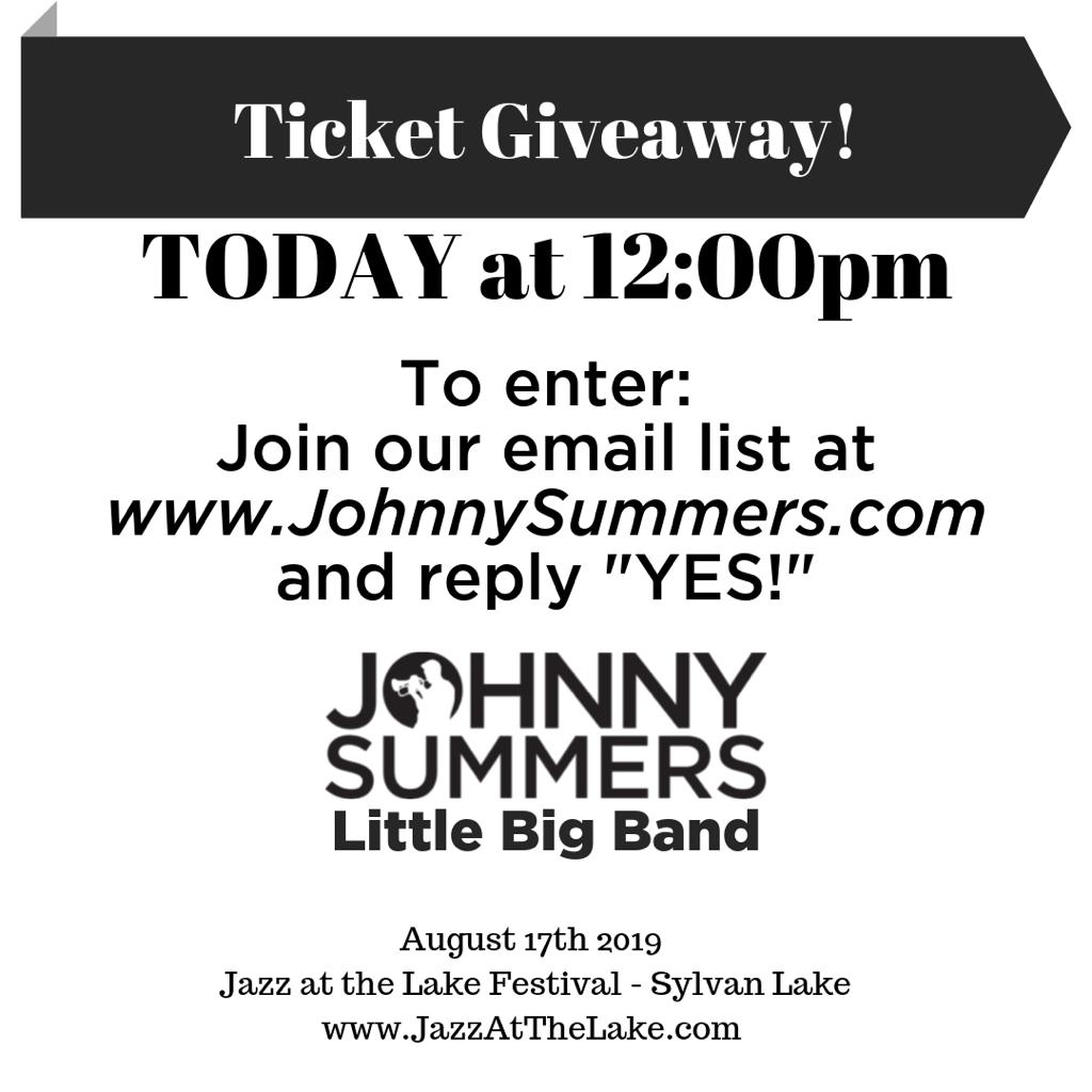 johnnysummers's tweet photo. TICKET GIVEAWAY!
@SylvanJazzFest giving away 2 tix to our performance August 17th join email list at https://t.co/sOPvIKEWNN and reply to the contest email when it comes out! Ticket draw live on FB at 4:30pm! Concert&Dance @AlbertaMusic #dancealberta #jazzatthelake #sylvanlake https://t.co/pNFRlB1sGy