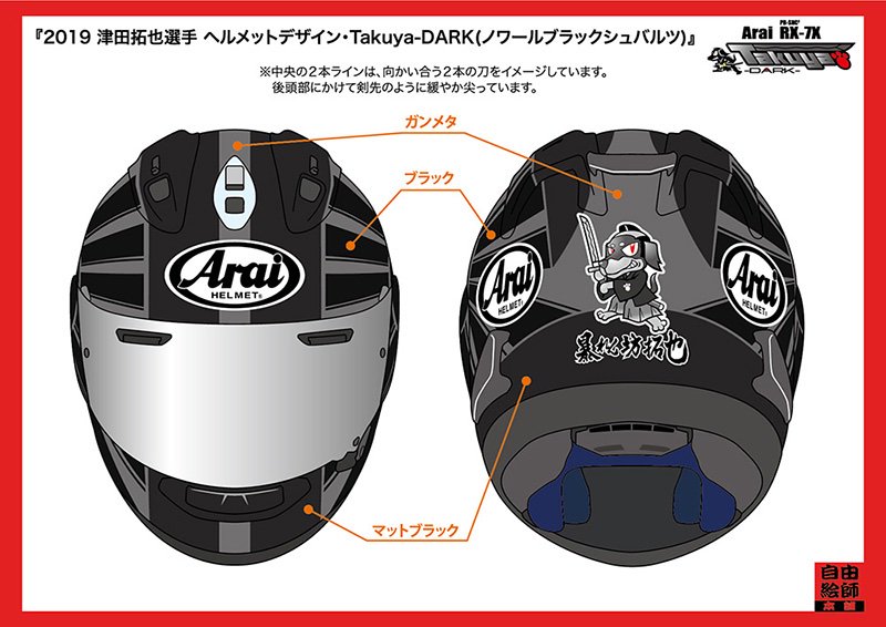 まーくん 自由絵師 鈴鹿８耐でお目見えした津田拓也選手のヘルメット 黒やガンメタを基調としたカラバリで かなりシックでダークな仕上がりになりました アライヘルメット様 ありがとうございました でも 内緒の元ネタはウルトラマンw 津田拓也
