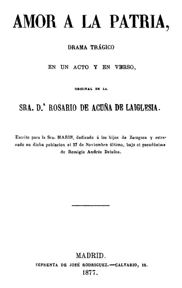 EL ROMATICISMO ESPAÑOLRosario de Acuña: escritora, pensadora y periodista.​ Considerada ya en su época como una de las más avanzadas vanguardistas en el proceso de igualdad social de la mujer y el hombre y los derechos de los más débiles en general. http://dbe.rah.es/biografias/5143/rosario-de-acuna-y-villanueva