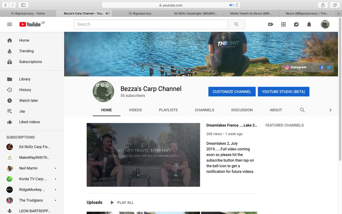 Hi guys, I'm new to twitter, please get over to youtube and subscribe if you like Carp Fishing